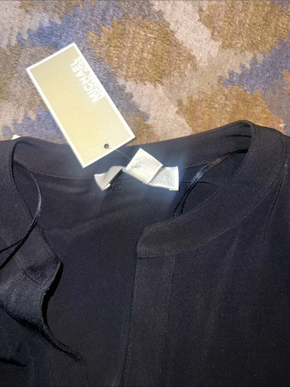 Michael Kors Black Long-Sleeve Zip Front Tie-Waist Dress